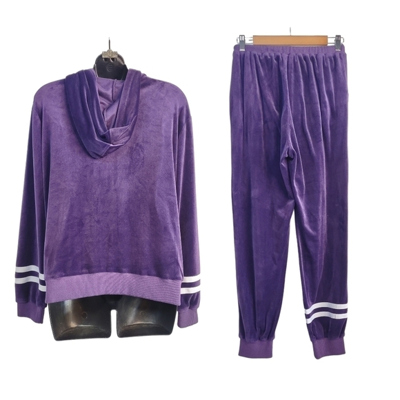 Hotouch Women's Purple Velvet Jacket And Sweatpants Set Size M - Picture 2 of 12